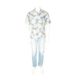 Cooke Street Reverse Print Plant Leaves All Over Hawaiian Aloha Tropical Shirt M